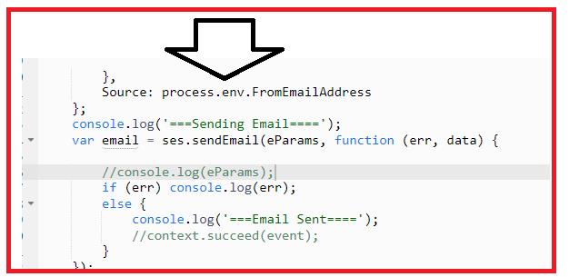 Picture showing using the Environment variable inside the code in the lambda function